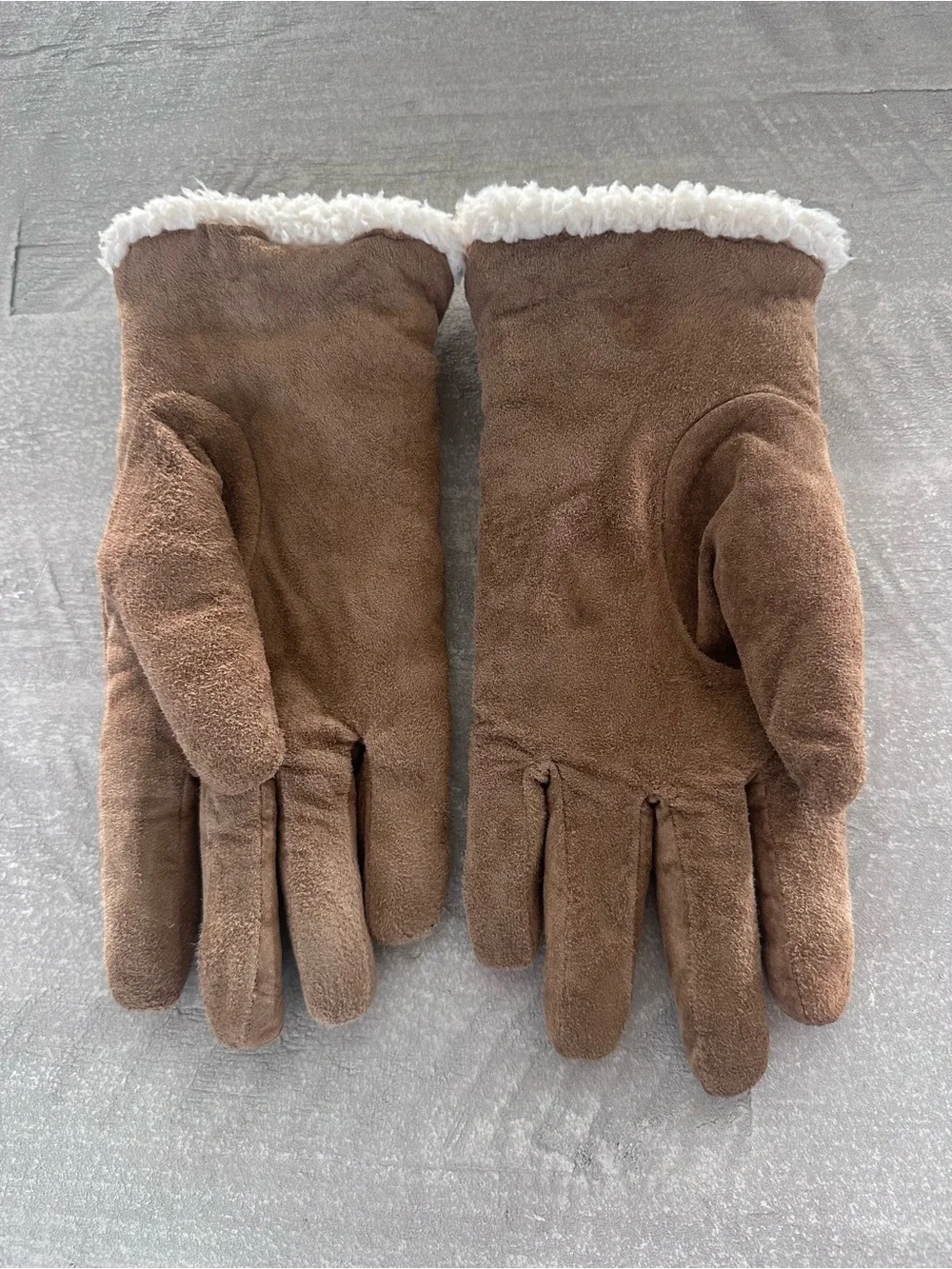 Brown Suede Leather Shearling Glove Size Large